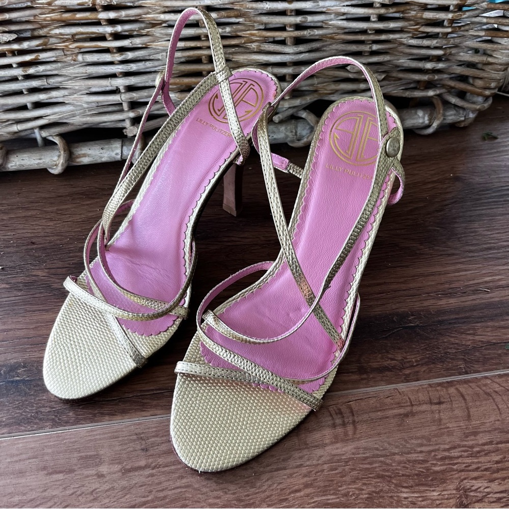 Lilly Pulitzer Elegant Pink and Gold Women's strap Sandals